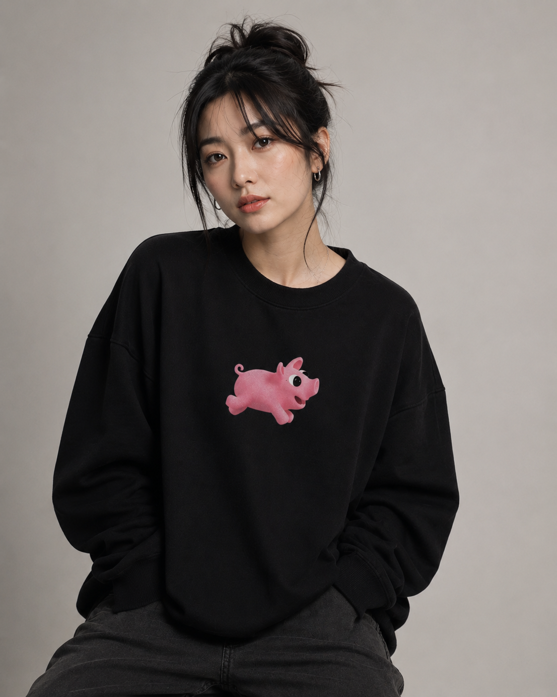 Rosa Run Fleece Mock-Neck Crew Sweatshirt