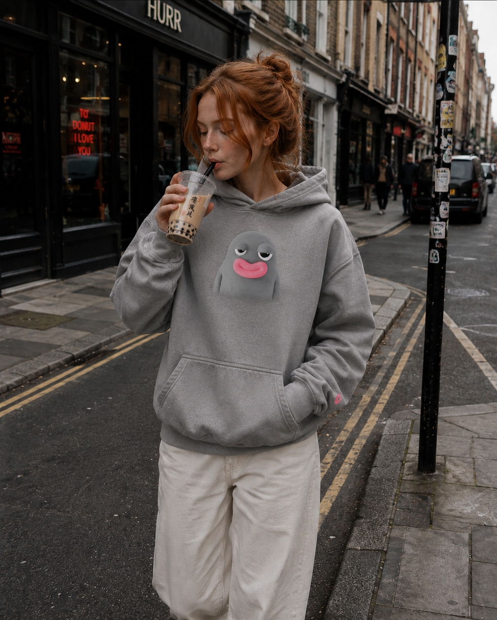 Lars Smiling Heavyweight Sunfade Oversized Hoodie